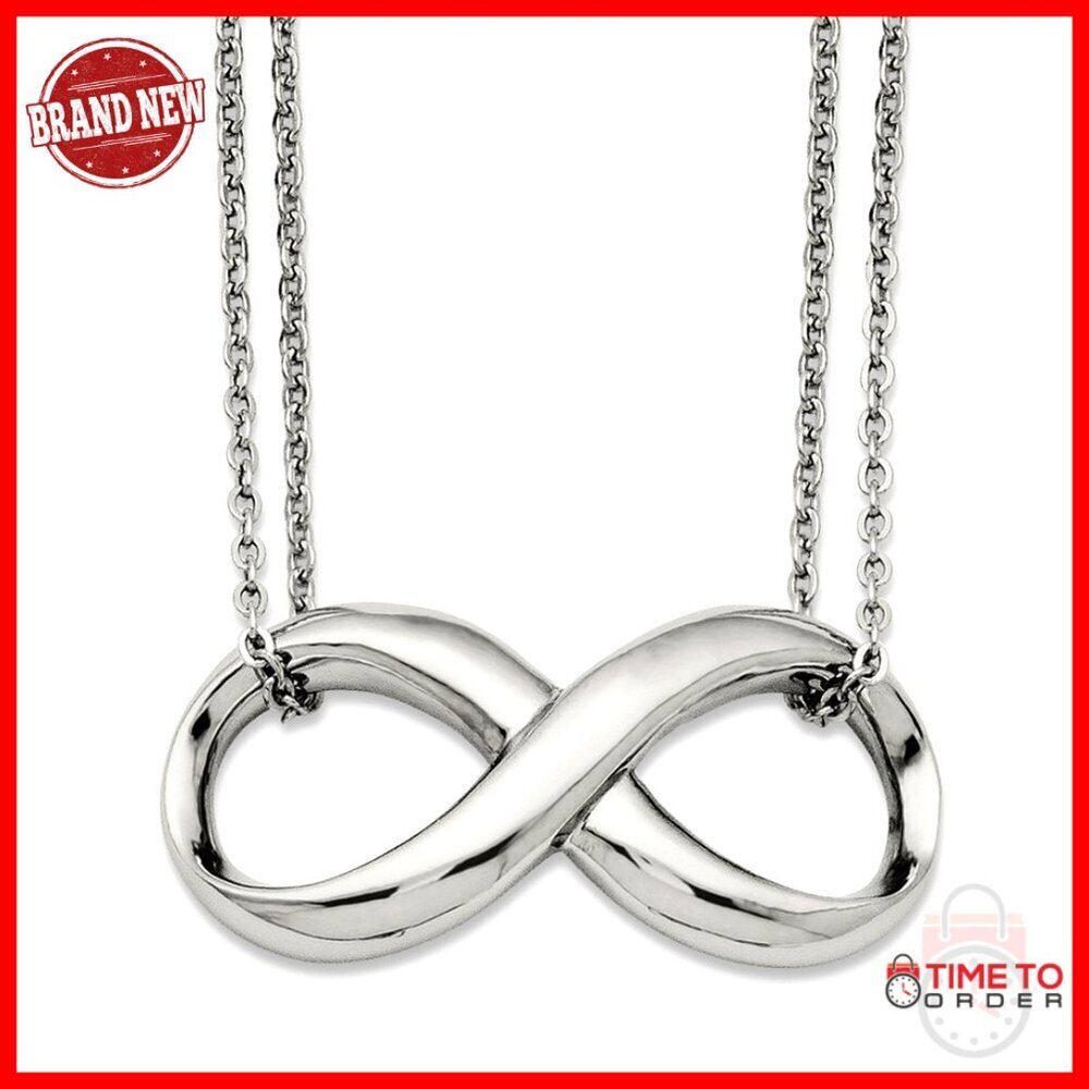 Stainless Steel Infinity Knot Pendant Necklace with Lobster Clasp 18"